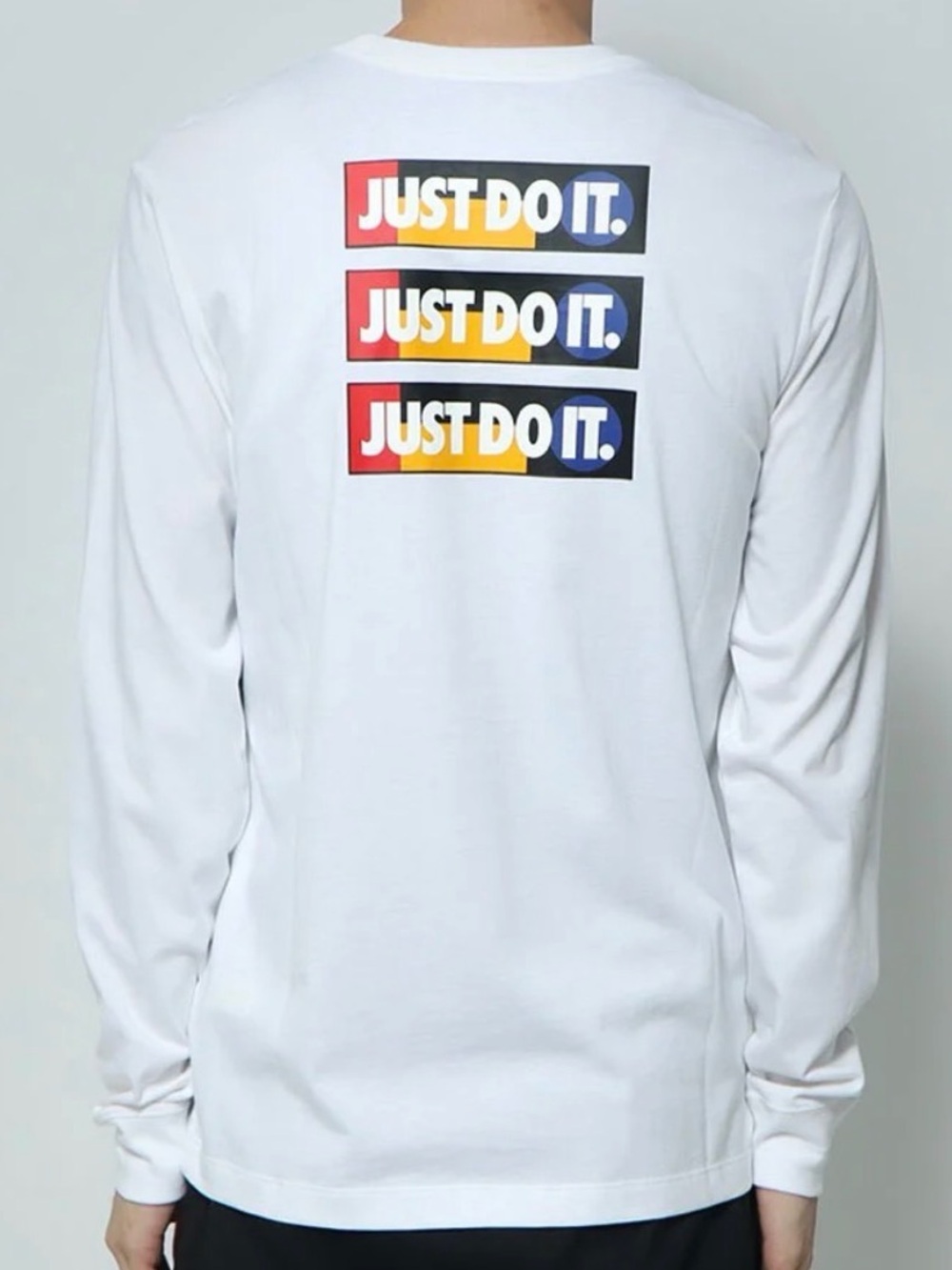 Nike Men's -Just Do It - Long-Sleeve Logo Tee - White Size L